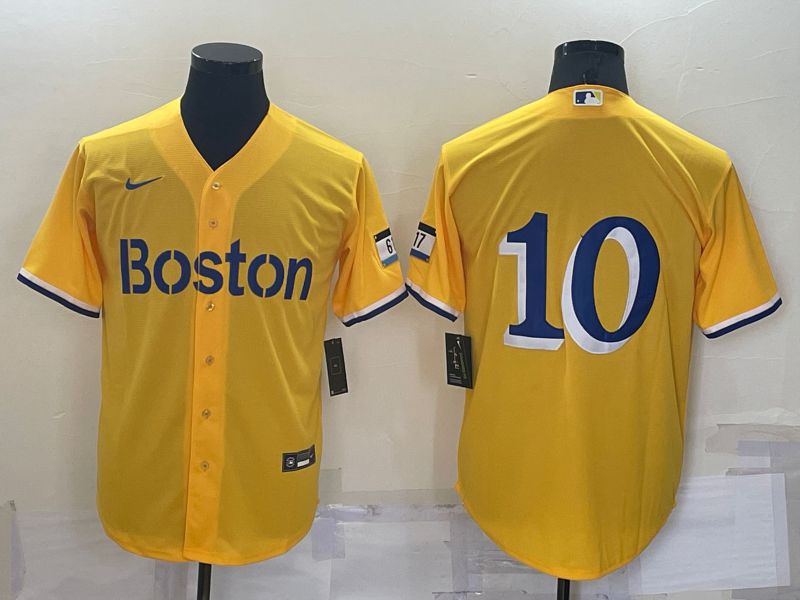 Men Boston Red Sox #10 No Name Yellow City Edition Game Nike 2022 MLB Jersey